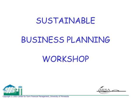 SUSTAINABLE BUSINESS PLANNING WORKSHOP