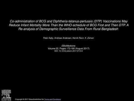 Co-administration of BCG and Diphtheria-tetanus-pertussis (DTP) Vaccinations May Reduce Infant Mortality More Than the WHO-schedule of BCG First and Then.