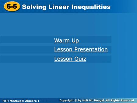 Solving Linear Inequalities