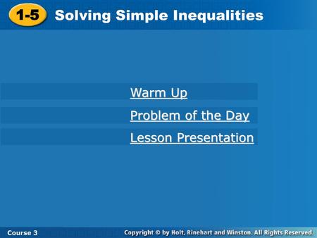 Solving Simple Inequalities