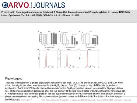 From: Lectin from Agaricus bisporus Inhibited S Phase Cell Population and Akt Phosphorylation in Human RPE Cells Invest. Ophthalmol. Vis. Sci.. 2012;53(12):7469-7475.