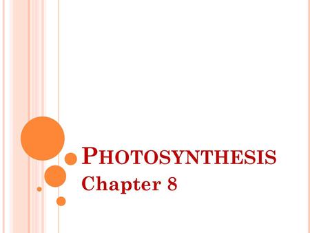 Photosynthesis Chapter 8.