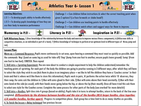 Athletics Year 6- Lesson 1