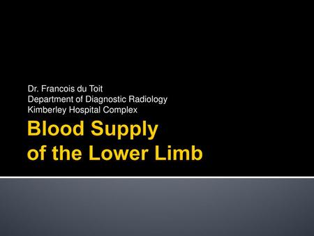 Blood Supply of the Lower Limb