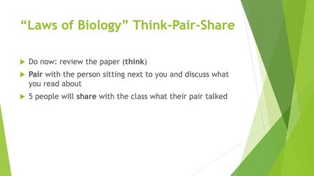 “Laws of Biology” Think-Pair-Share