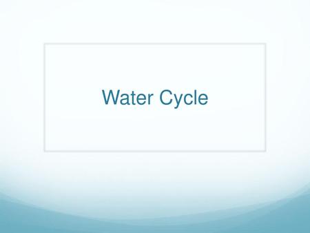 Water Cycle.