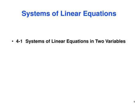 Systems of Linear Equations