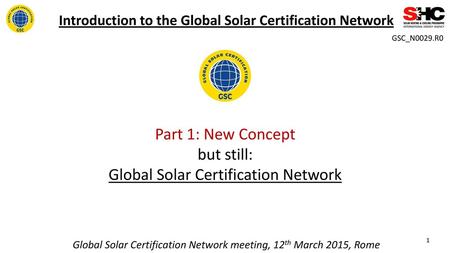 Global Solar Certification Network