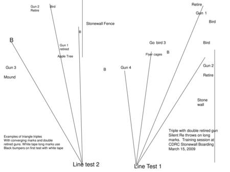 B Line test 2 Line Test 1 Retire Gun 1 Bird Stonewall Fence Go bird 3