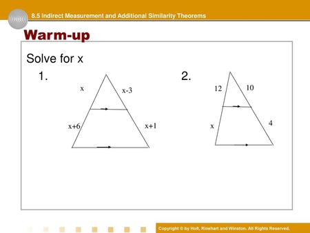 Warm-up Solve for x x x-3 4 x+6 x+1 x