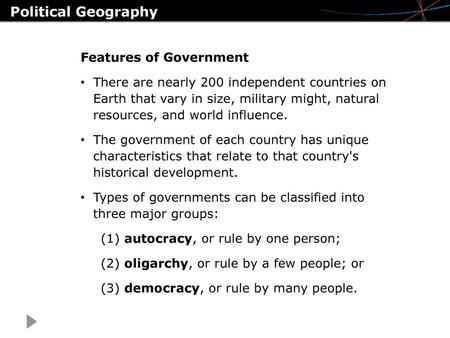 Political Geography Features of Government