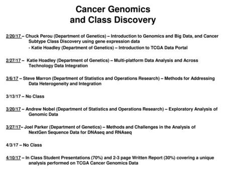 Cancer Genomics and Class Discovery