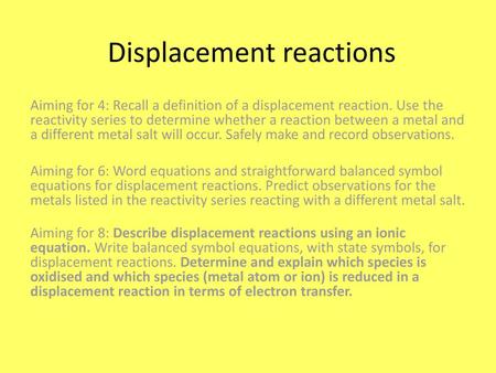 Displacement reactions