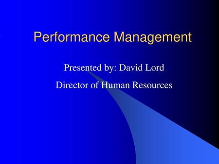 Performance Management