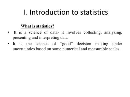 I. Introduction to statistics