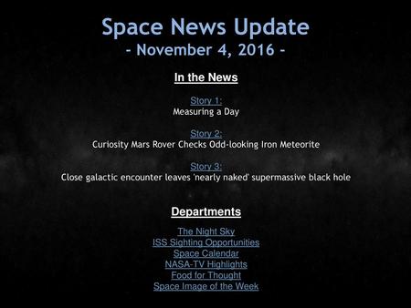 Space News Update - November 4, In the News Departments