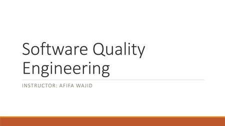 Software Quality Engineering