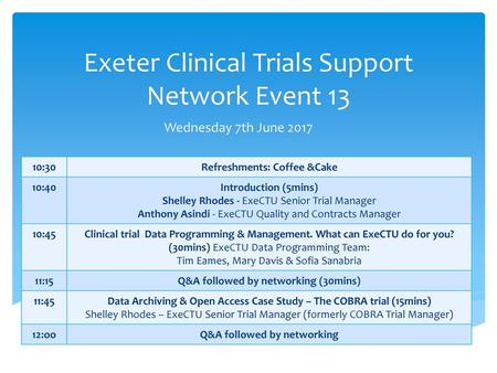 Exeter Clinical Trials Support Network Event 13