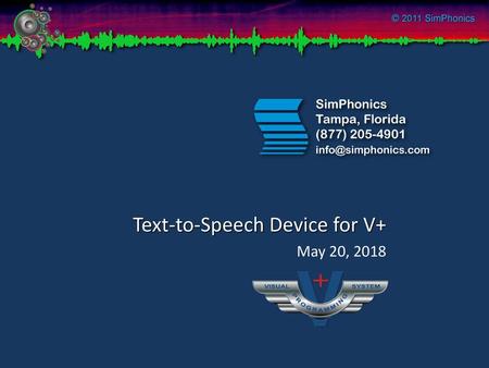 Text-to-Speech Device for V+ May 20, 2018