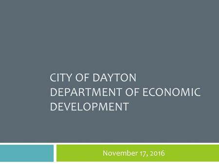 City of dayton department of economic development