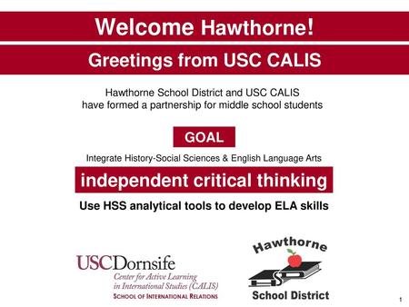 Welcome Hawthorne! Greetings from USC CALIS