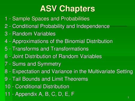 ASV Chapters 1 - Sample Spaces and Probabilities