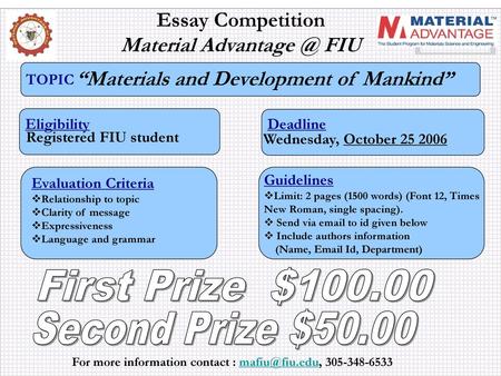 Essay Competition Material FIU