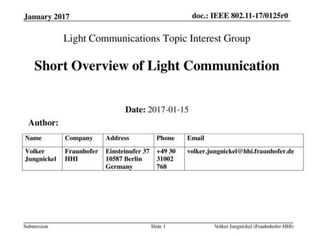 May 2015 doc.: IEEE /0496r1 January 2017