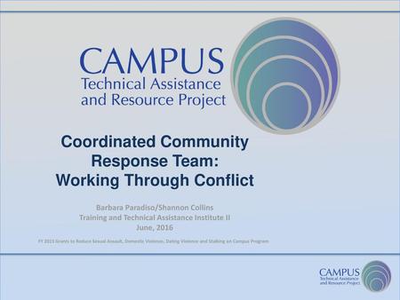 Coordinated Community Response Team: Working Through Conflict