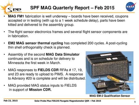 SPF MAG Quarterly Report – Feb 2015