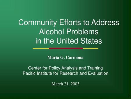 Community Efforts to Address Alcohol Problems in the United States