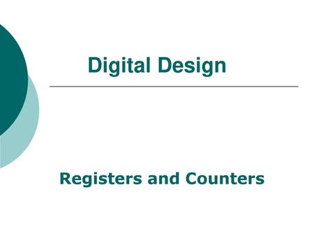 Registers and Counters