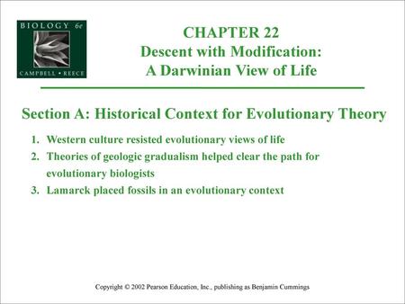 CHAPTER 22 Descent with Modification: A Darwinian View of Life