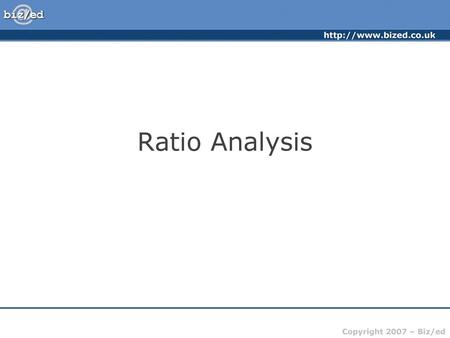 Ratio Analysis.