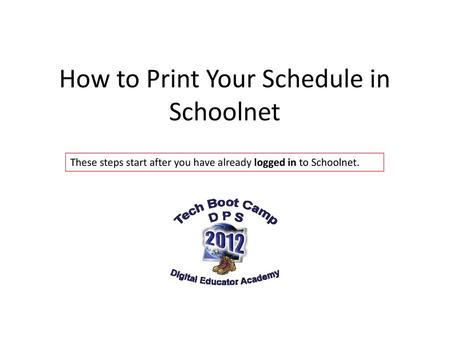 How to Print Your Schedule in Schoolnet