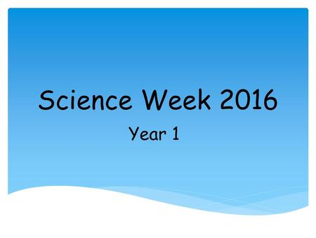 Science Week 2016 Year 1.