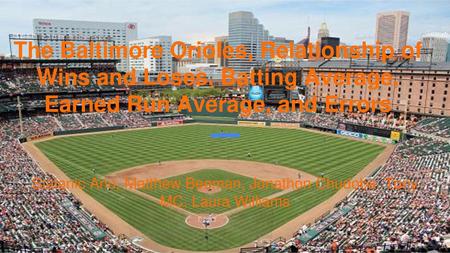 The Baltimore Orioles, Relationship of Wins and Loses, Batting Average, Earned Run Average, and Errors Stalanic Anu, Matthew Beeman, Jonathon Chudoba,