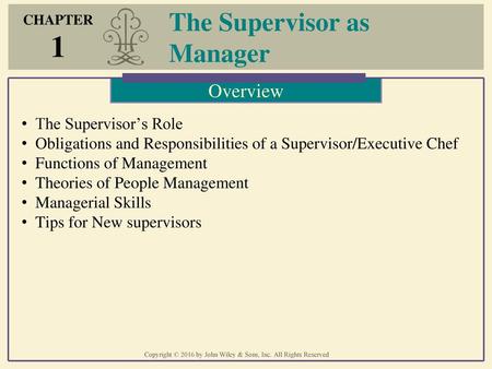 The Supervisor as Manager