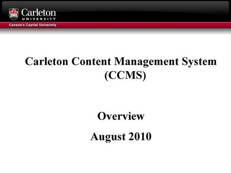 Carleton Content Management System (CCMS)