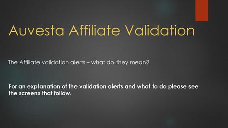 Auvesta Affiliate Validation