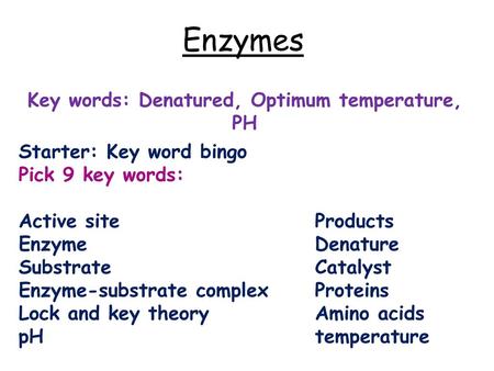 Key words: Denatured, Optimum temperature, PH