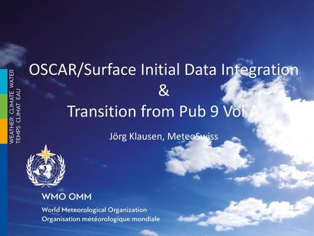 OSCAR/Surface Initial Data Integration & Transition from Pub 9 Vol A