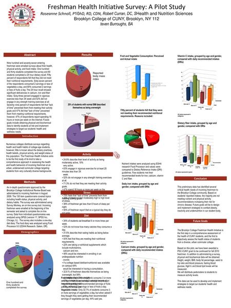 Freshman Health Initiative Survey: A Pilot Study