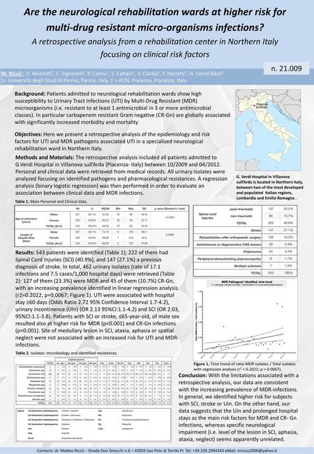 Are the neurological rehabilitation wards at higher risk for multi-drug resistant micro-organisms infections? A retrospective analysis from a rehabilitation.