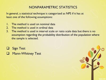 NONPARAMETRIC STATISTICS