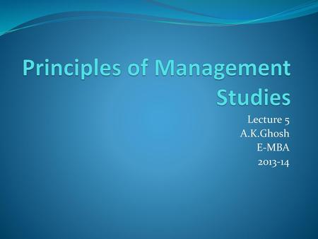 Principles of Management Studies