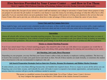 Five Services Provided by Your Career Center and How to Use Them