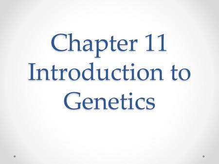 Chapter 11 Introduction to Genetics