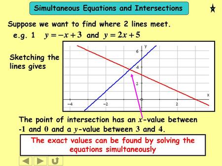 The exact values can be found by solving the equations simultaneously