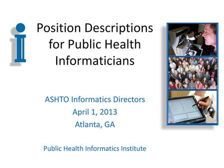 Position Descriptions for Public Health Informaticians